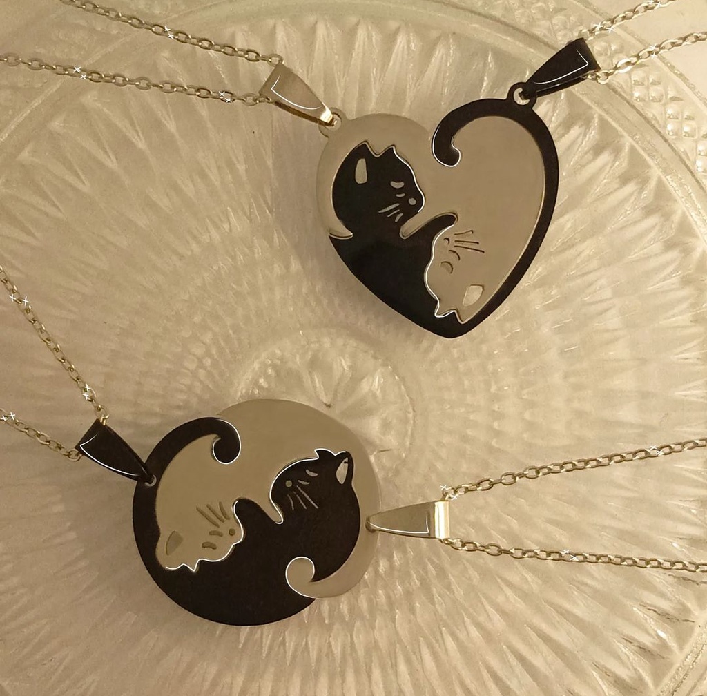 Duo Collar // Ying Yang Gato 🐱 // material • Acero inoxidable ☄️