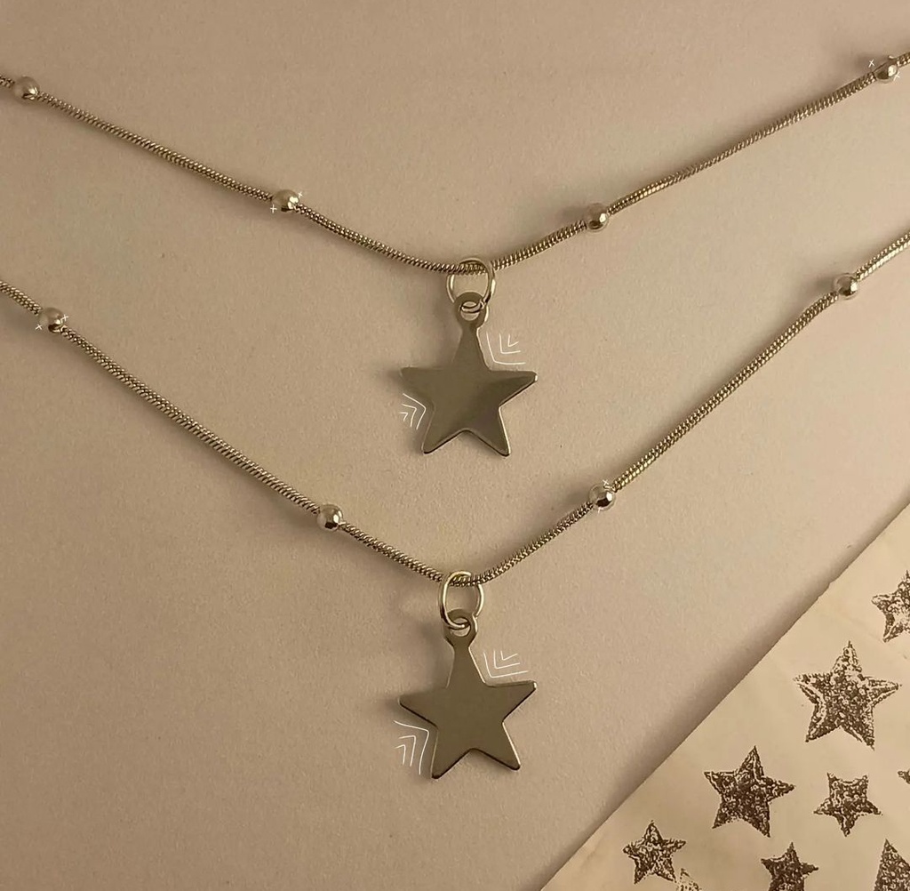 Collar de estrella lisa en acero inoxidable 🌟