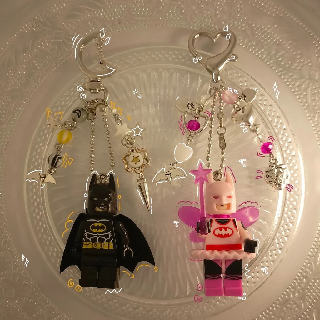 Llavero Duo Batman // Rosa + Negro ˙˚ʚ(´◡`)ɞ˚˙